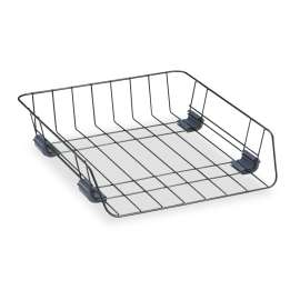 Front-Load Wire Desk Tray, 1 Section, Letter Size Files, 10.88" x 12.63" x 2.63", Black