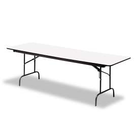 OfficeWorks Commercial Wood-Laminate Folding Table, Rectangular Top, 72w x 30d x 29h, Gray/Charcoal