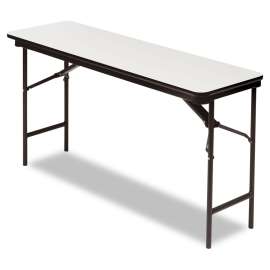 OfficeWorks Commercial Wood-Laminate Folding Table, Rectangular Top, 60w x 18w x 29h, Gray/Charcoal