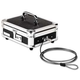 Locking Cast Box with Tumbler Lock, 10 x 8.75 x 5, Plastic; Steel, Black and Chrome