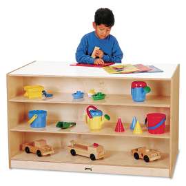 Mobile Storage Island, Clear Trays, 48w x 29d x 29.5h, Birch