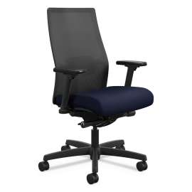 Ignition 2.0 4-Way Stretch Mid-Back Mesh Task Chair, Supports 300 lb, 17" to 21" Seat Height, Navy Seat, Black Back/Base