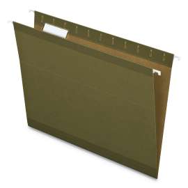 Earthwise by Pendaflex 100% Recycled Colored Hanging File Folders, Printable Inserts, Letter Size, 1/5-Cut Tabs, Green, 25/BX