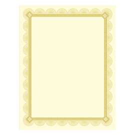 Premium Certificates, 8.5 x 11, Ivory/Gold with Spiro Gold Foil Border,15/Pack