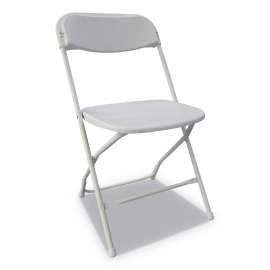 Economy Resin Folding Chair, White Seat/White Back, White Base, 4/Carton