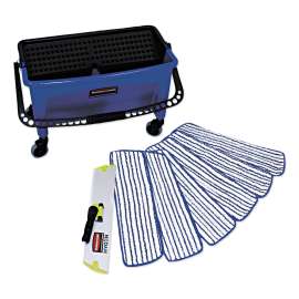 Microfiber Floor Finishing System, 3 gal, Blue/Black/White