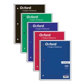 Coil-Lock Wirebound Notebooks, 3-Hole Punched, 1 Subject, Medium/College Rule, Randomly Assorted Covers, 11 x 8.5, 100 Sheets