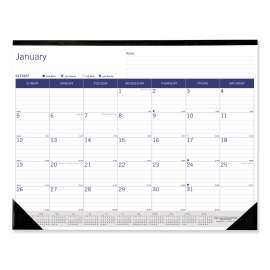 DuraGlobe Monthly Desk Pad Calendar, 22 x 17, White/Blue/Gray Sheets, Black Binding/Corners, 12-Month (Jan to Dec): 2023