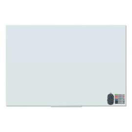 Floating Glass Dry Erase Board, 72 x 48, White Surface