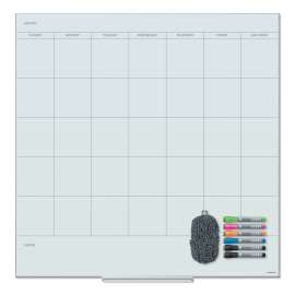 Floating Glass Dry Erase Calendar, Undated One Month, 36 x 36, White Surface