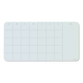 Cubicle Glass Dry Erase Board, Undated One Month, 23 x 12, White Surface