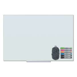 Floating Glass Dry Erase Board, 48 x 36, White Surface