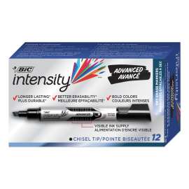 Intensity Advanced Dry Erase Marker, Tank-Style, Broad Chisel Tip, Black, Dozen