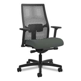 HON Solve Series Upholstered Back Task Stool, Supports Up to 300 lb, 23" to 33" Seat Height, Midnight Seat/Back, Black Base