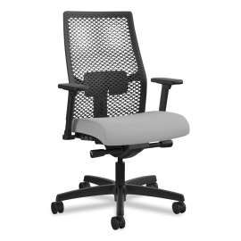 HON Solve Series Upholstered Back Task Chair, Supports Up to 300 lb, 17" to 22" Seat Height, Sterling Seat/Back, Black Base