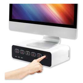Cable Management Power Hub and Stand with USB Charging Ports, 5 Outlets, 3 USB, 6.5 ft Cord, White