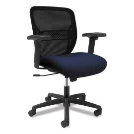 HON Solve Series Mesh Back Task Chair, Supports Up to 300 lb, 18" to 23" Seat Height, Meadow Seat, Charcoal Back, Black Base