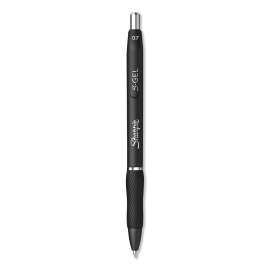 S-Gel High-Performance Gel Pen, Retractable, Medium 0.7 mm, Black Ink, Black Barrel, Dozen