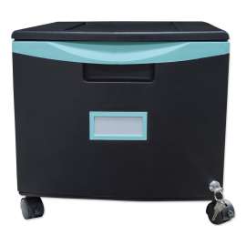 Single-Drawer Mobile Filing Cabinet, 1 Legal/Letter-Size File Drawer, Black/Teal, 14.75" x 18.25" x 12.75"
