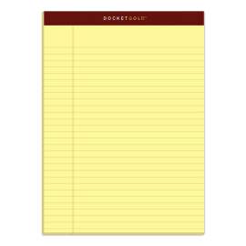 Docket Gold Ruled Perforated Pads, Wide/Legal Rule, 50 Canary-Yellow 8.5 x 11.75 Sheets, 12/Pack