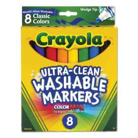 Crayola Ultra-Clean Washable Markers, Wedge Tip, 8 Count
