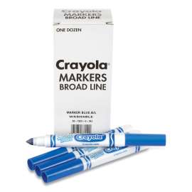 Broad Line Washable Markers, Broad Bullet Tip, Blue, 12/Box