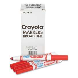 Broad Line Washable Markers, Broad Bullet Tip, Red, 12/Box