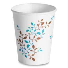 Single Wall Hot Cups, 8 oz, Vine Design, 1,000/Carton