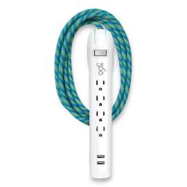 Habitat 4-Outlet Surge Protector Plus USB, 4 AC Outlets/2 USB Ports, 6 ft Cord, 450 J, Mint Julep