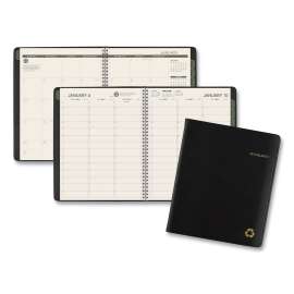 Recycled Weekly Vertical-Column Format Appointment Book, 8.75 x 7, Black Cover, 12-Month (Jan to Dec): 2023