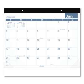 Easy-to-Read Monthly Desk Pad, 22 x 17, White/Blue Sheets, Black Binding, Clear Corners, 12-Month (Jan to Dec): 2023