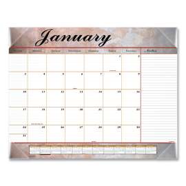Marbled Desk Pad, Marbled Artwork, 22 x 17, White/Multicolor Sheets, Clear Corners, 12-Month (Jan to Dec): 2023