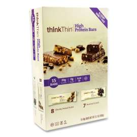 High Protein Bars, Brownie Crunch/Chunky Peanut Butter, 2.1 oz Bar, 15 Bars/Carton, Delivered in 1-4 Business Days