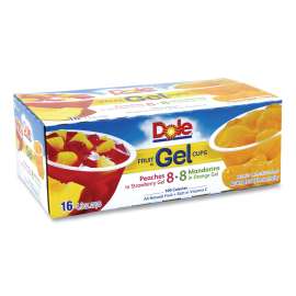 Fruit in Gel Cups, Mandarins/Orange, Peaches/Strawberry, 4.3 oz Cups, 16 Cups/Carton, Delivered in 1-4 Business Days