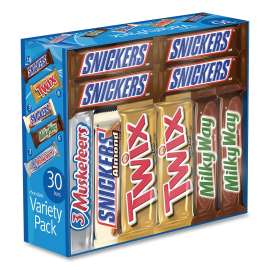 Full-Size Candy Bars Variety Pack, Assorted, 30/Box, Delivered in 1-4 Business Days