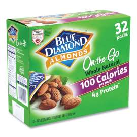 Whole Natural Almonds On-the-Go, 0.63 oz Pouch, 32 Pouches/Carton, Delivered in 1-4 Business Days