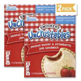 UNCRUSTABLES Soft Bread Sandwiches, Strawberry Jam, 2 oz, 10 Sandwiches/Pack, 2 Packs/Box, Delivered in 1-4 Business Days