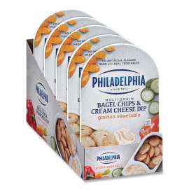 Multigrain Bagel Chips and Garden Vegetable Cream Cheese Dip, 2.5 oz, 5/Box, Delivered in 1-4 Business Days