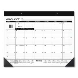 Monthly Refillable Desk Pad, 22 x 17, White Sheets, Black Binding, Black Corners, 12-Month (Jan to Dec): 2023