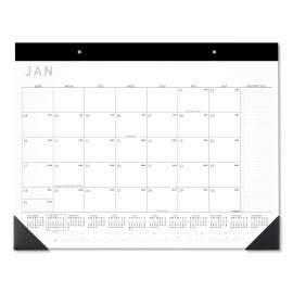 Contemporary Monthly Desk Pad, 22 x 17, White Sheets, Black Binding/Corners,12-Month (Jan to Dec): 2023