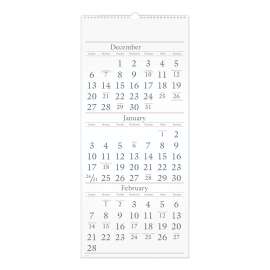 Three-Month Reference Wall Calendar, 12 x 27, White Sheets, 15-Month (Dec to Feb): 2022 to 2024