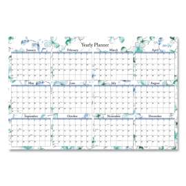 Lindley Laminated Erasable Wall Calendar, Lindley Floral Artwork, 36 x 24, White/Blue/Green Sheets, 12-Month (Jan-Dec): 2023