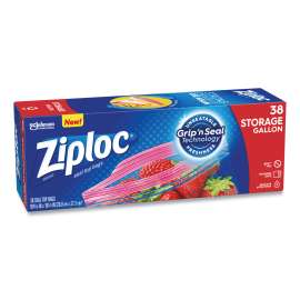 Double Zipper Storage Bags, 1 gal, 1.75 mil, 10.56" x 10.75", Clear, 38/Box