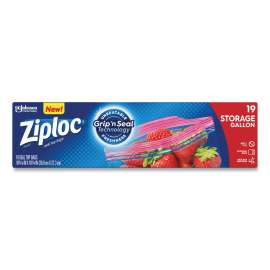 Double Zipper Storage Bags, 1 gal, 1.75 mil, 9.6" x 12.1", Clear, 19 Bags/Box, 12 Boxes/Carton