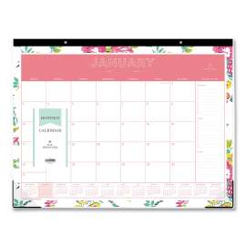 Day Designer Peyton Desk Pad Calendar, Floral Artwork, 22 x 17, Black Binding, Clear Corners, 12-Month (Jan-Dec): 2023