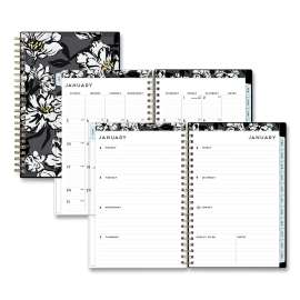 Baccara Dark Create-Your-Own Cover Weekly/Monthly Planner, Floral, 8 x 5, Gray/Black/Gold Cover, 12-Month (Jan-Dec): 2023