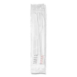 Medium Heavyweight Cutlery Kit, Plastic Fork/Spoon/Knife/Salt/Pepper/Napkin, White, 250/Carton