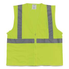 ANSI Class 2 Two-Pocket Zipper Mesh Safety Vest, X-Large, Hi-Viz Lime Yellow