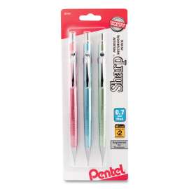 Sharp Mechanical Pencil, 0.7 mm, HB (#2.5), Black Lead, Assorted Barrel Colors, 3/Pack