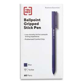 Gripped Stick Ballpoint Pen, Stick, Medium 1 mm, Blue Ink, Blue Barrel, 60/Pack